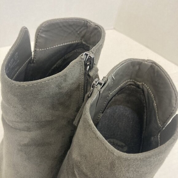 Dr Scholls Suede Finderkeeper Boots Womens Size 7M Gray Block Heel Ankle Booties - Picture 9 of 15